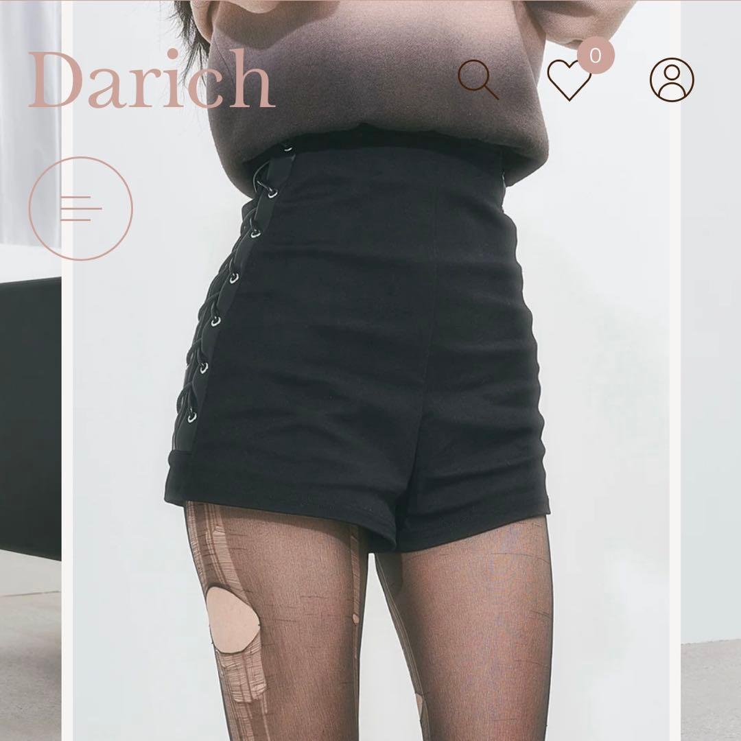 ダーリッチ darich 完売品 ハイウエストレースアップショートパンツ S