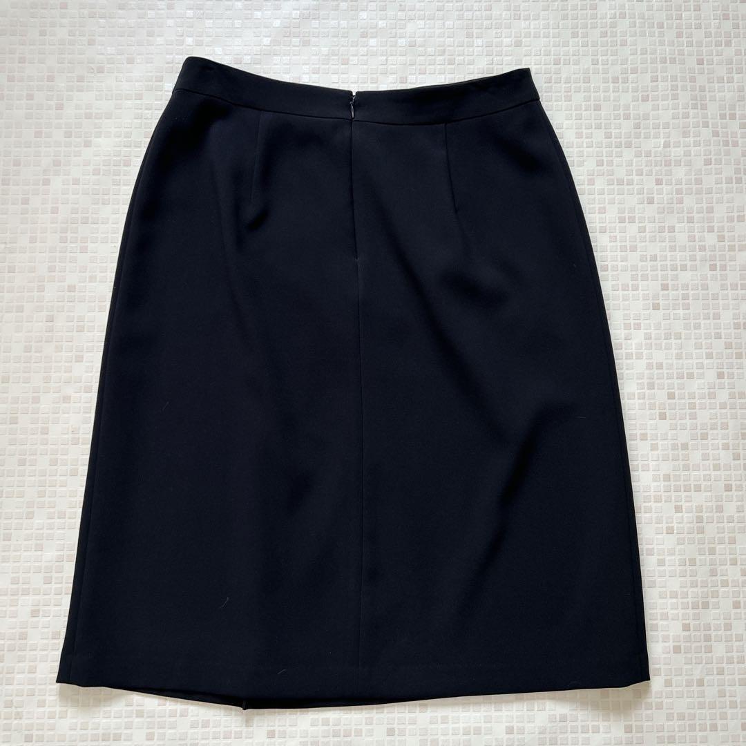 美品 23区 ノーカラースーツ スカート 大きいサイズ44 ブラック