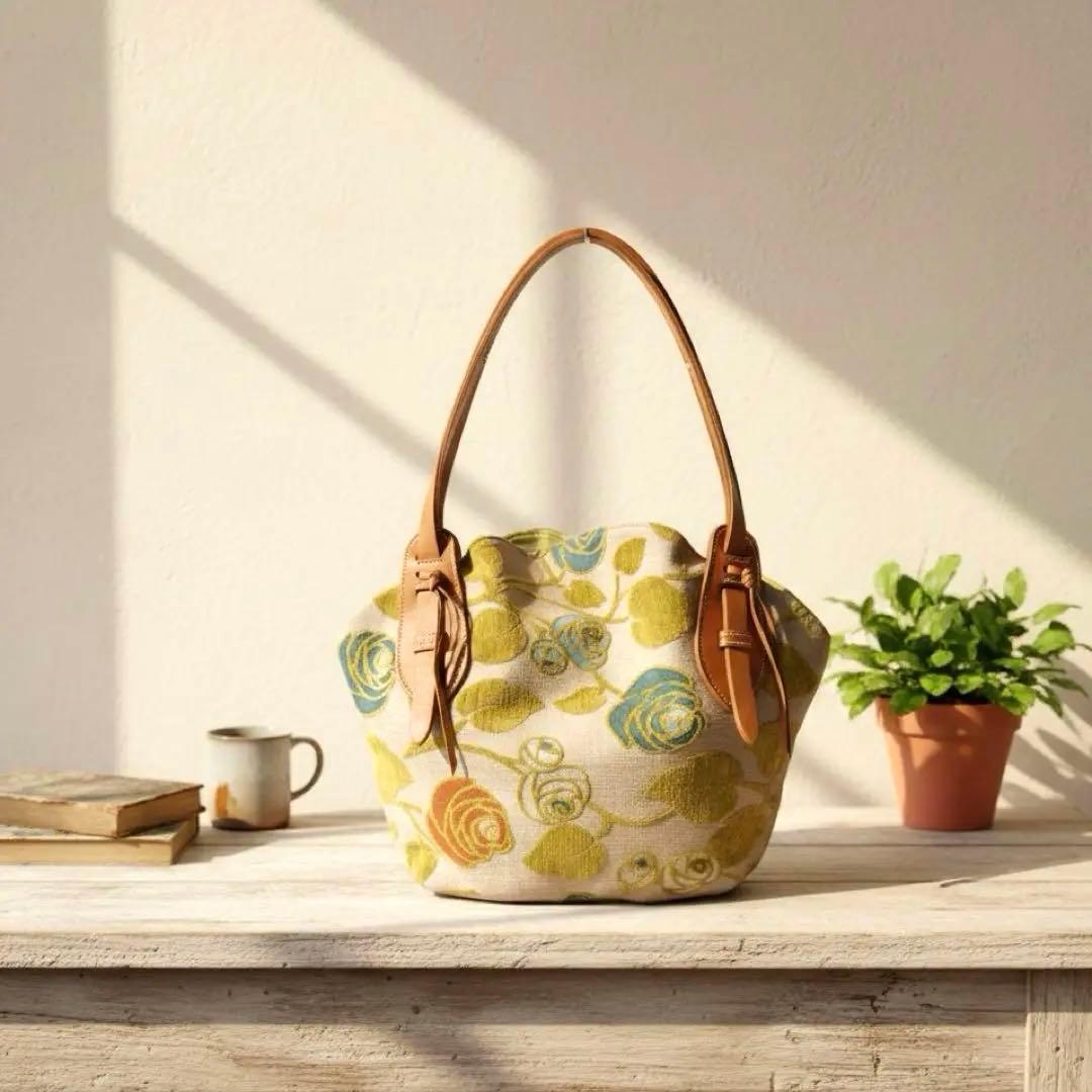 ハンドメイド✨ミナペルホネンロージーミニラウンドハンドバッグ　花柄