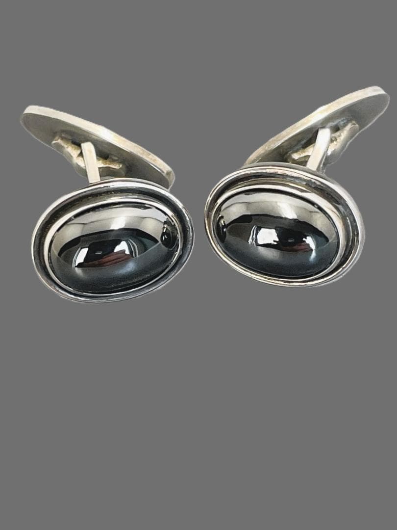   ジョージジエンセン カフス ヘマタイトとタイタック