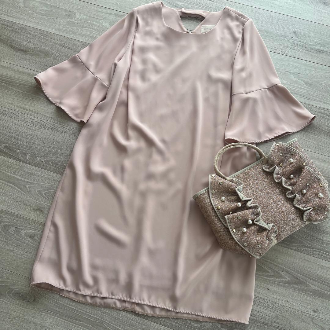 【ローズティアラ】ワンピース　リボン　フレア　ピンク