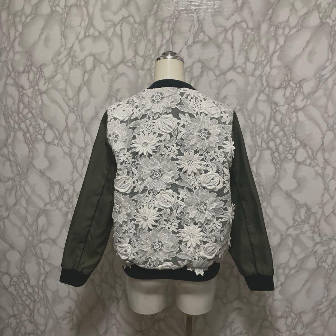 美品 Chesty レースデザインブルゾン　MA-1 ダブルジップジャケット