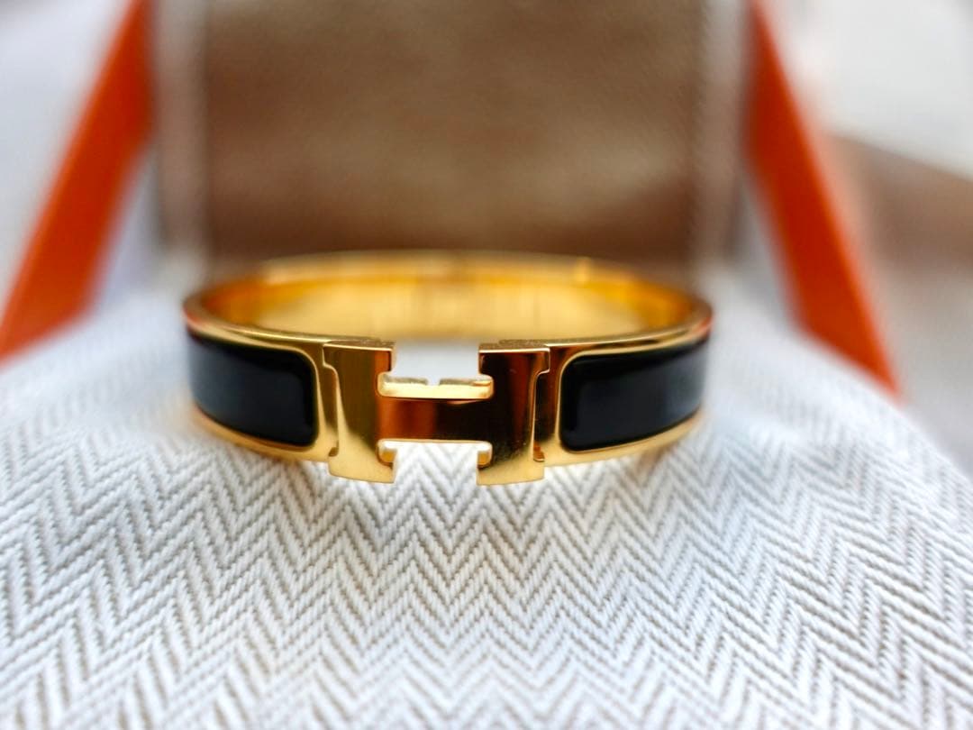 極美品♡HERMES エルメス クリックH PM バングル黒×イエローゴールド