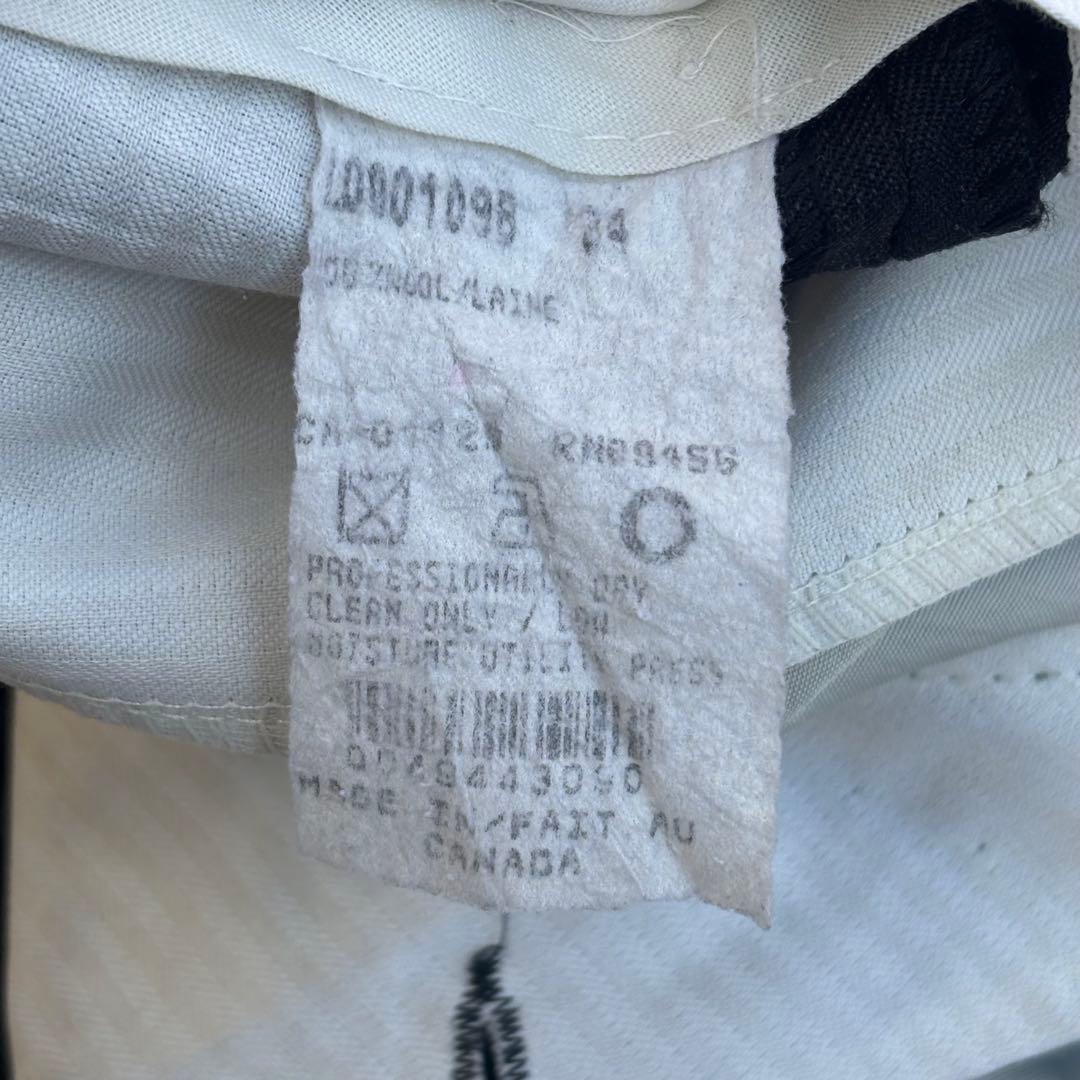 80s カナダ製 レーヨン混 ワイドスラックス 3タック ブラック 絣 フェード