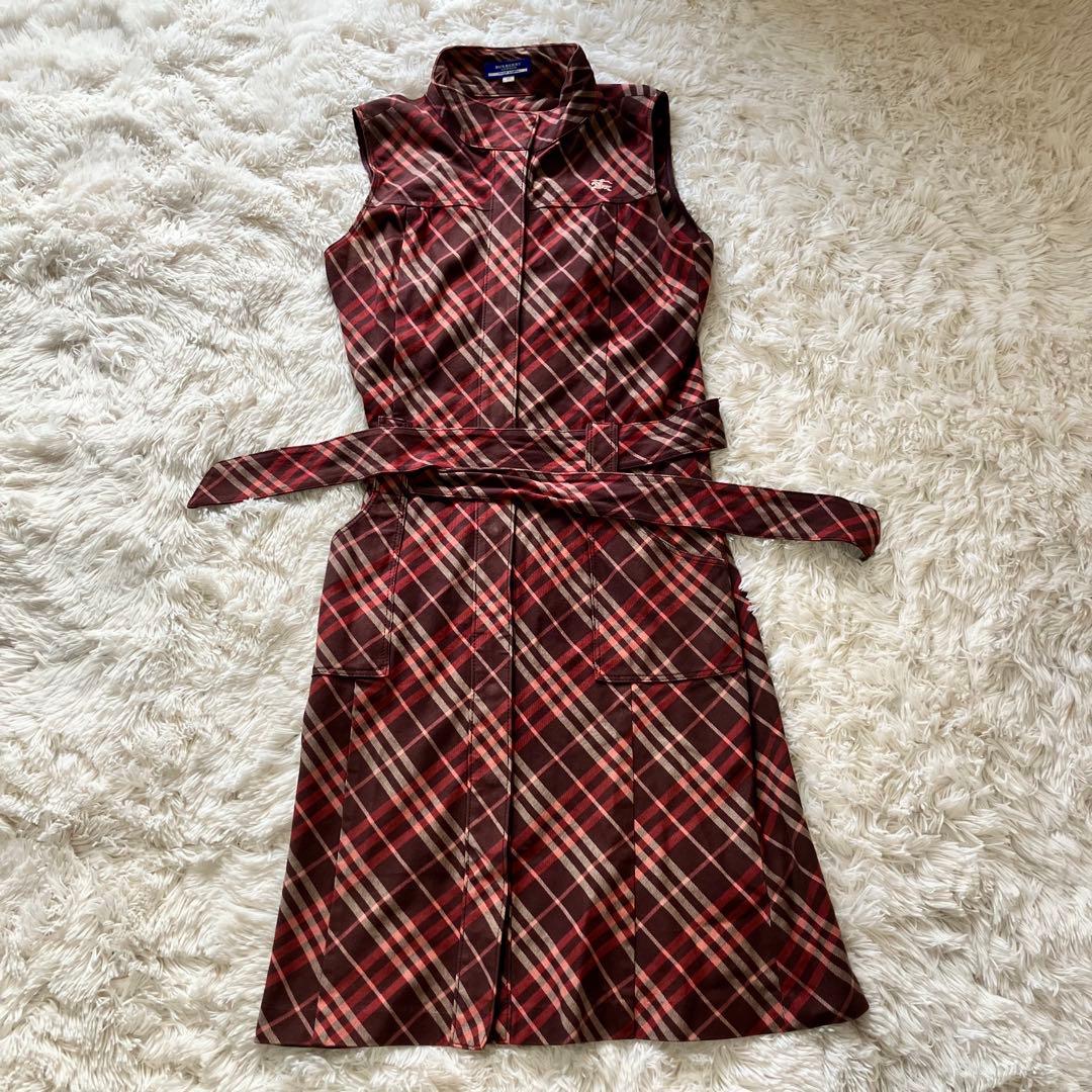 Burberry Blue Label チェック柄ノースリーブワンピース 38
