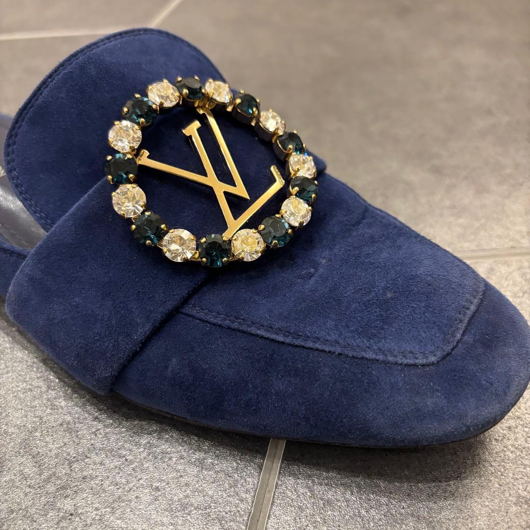 ルイ・ヴィトン　ビジュー　LVロゴ フラット　ミュール　スリッポン　サンダル