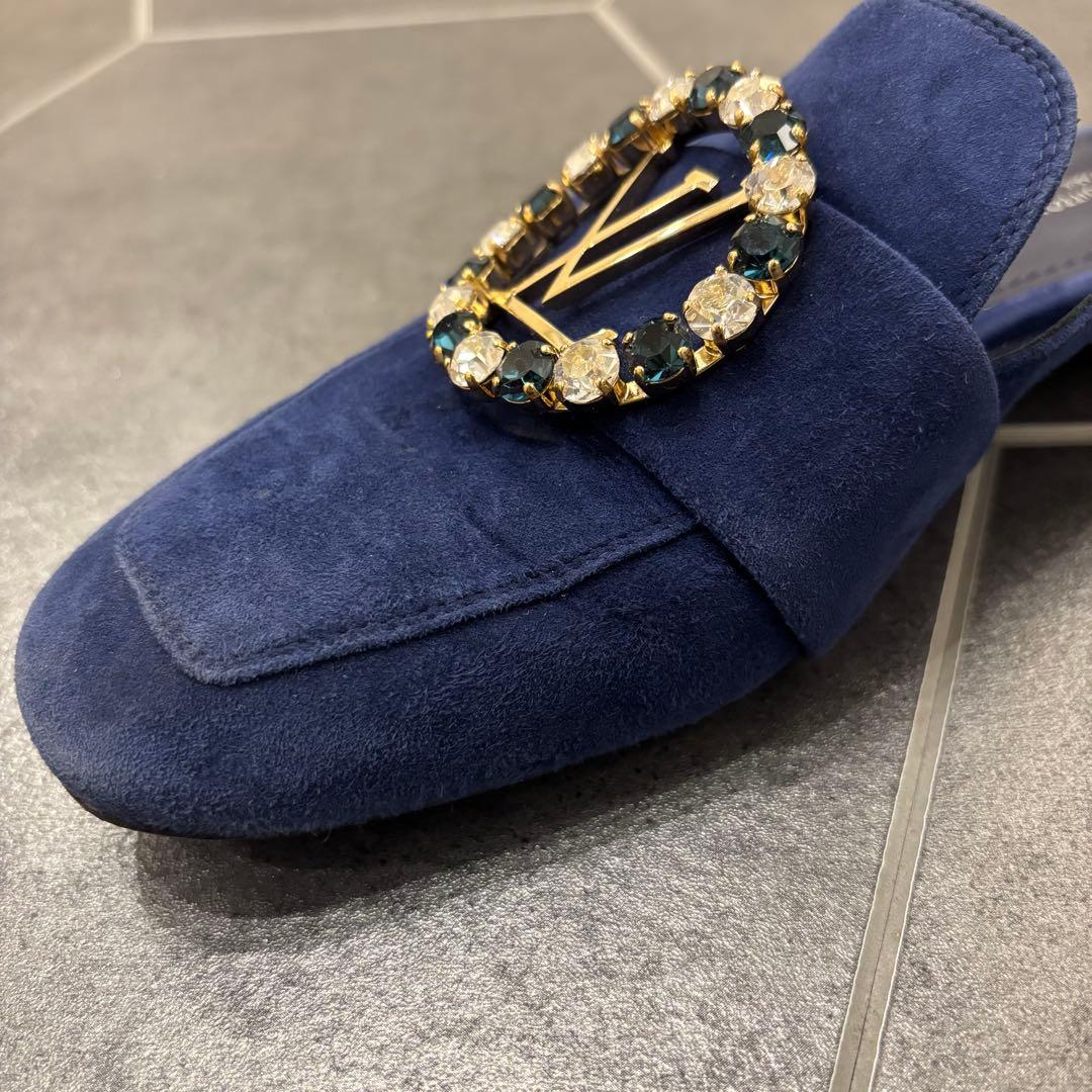 ルイ・ヴィトン　ビジュー　LVロゴ フラット　ミュール　スリッポン　サンダル