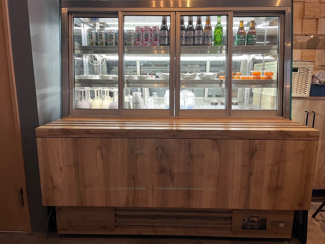 ※格安!!【3月まで期間限定】ガラス扉付き冷蔵ショーケース。ナチュラルウッド加工