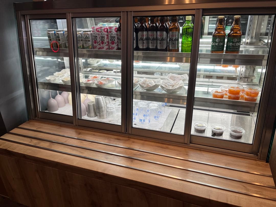 ※格安!!【3月まで期間限定】ガラス扉付き冷蔵ショーケース。ナチュラルウッド加工