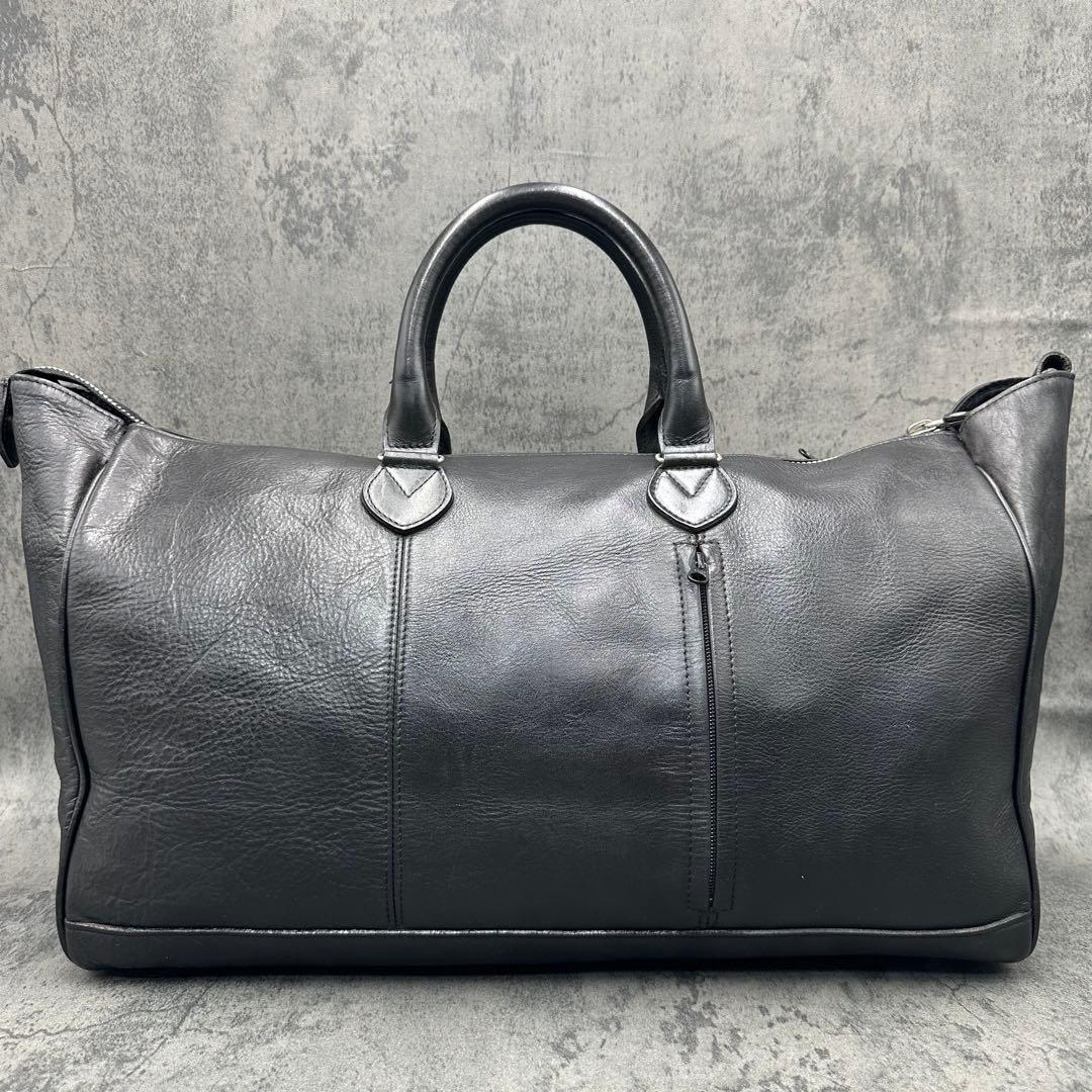 美品 イザック ヨウジヤマモト ボストンバッグ 旅行 ハンド シボ革 黒 メンズ