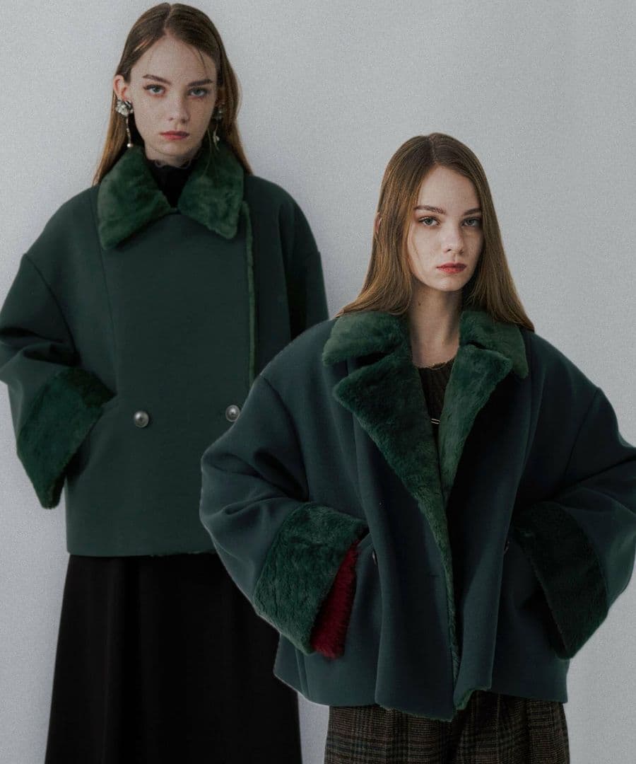 なっ品　(新品)ウーリーテックフェイクファーショートコート