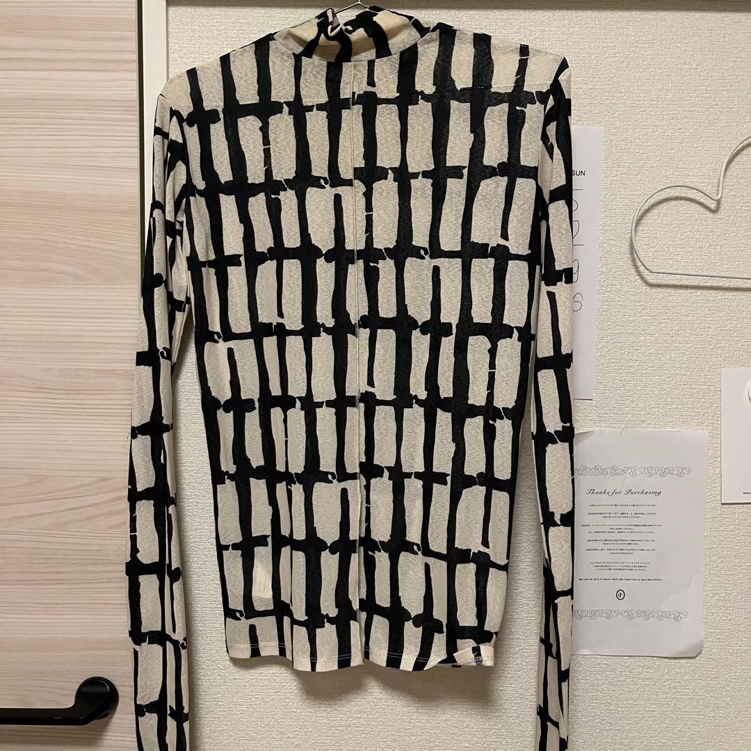 MAISON SPECIAL　ドローイングチェックタートルトップス 黒