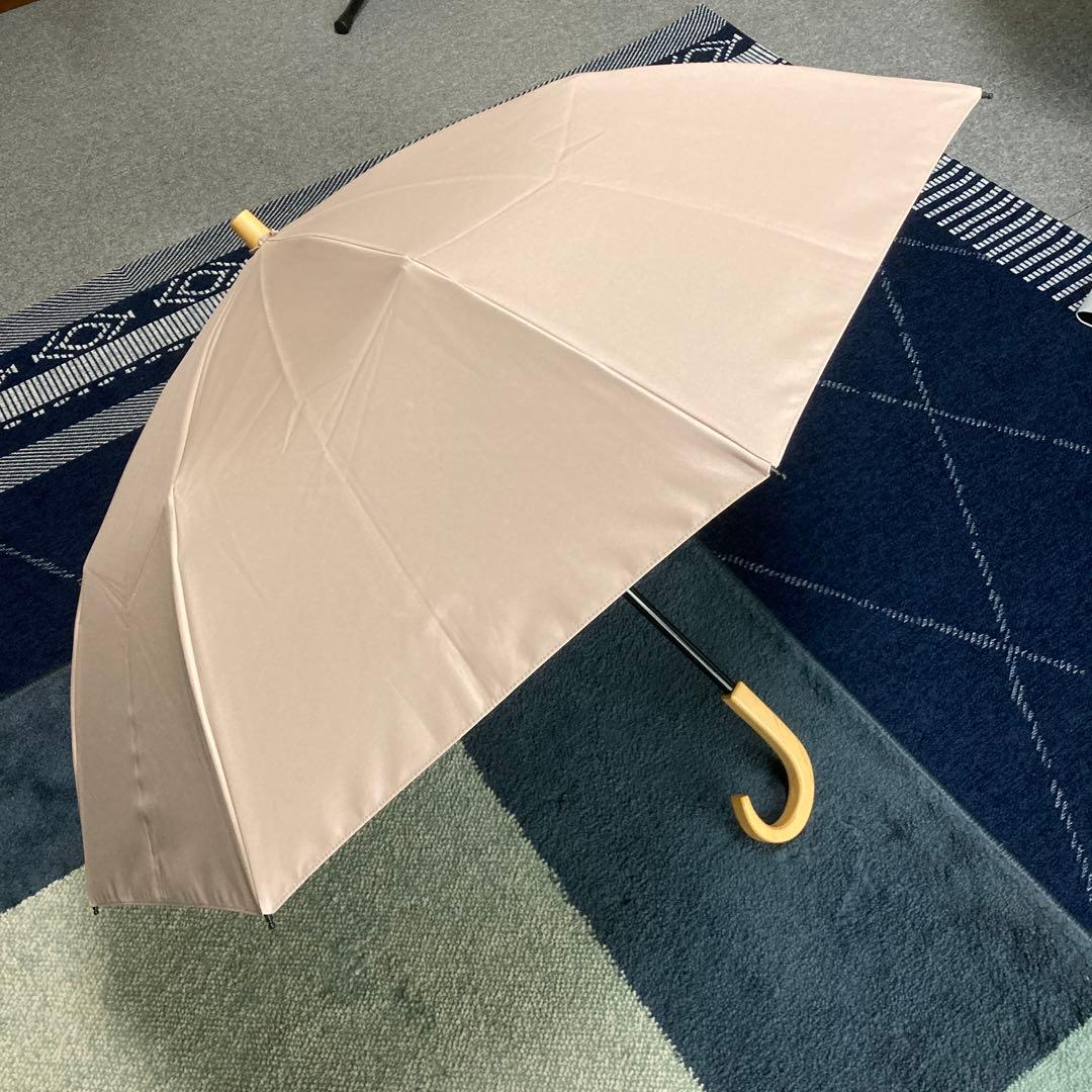 サンバリヤ100 折りたたみ日傘　　2段折り/無地　　色　ピンク　木曲がり手元