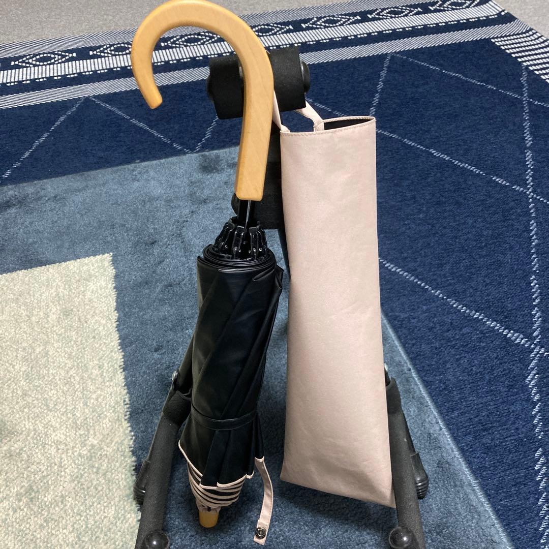 サンバリヤ100 折りたたみ日傘　　2段折り/無地　　色　ピンク　木曲がり手元