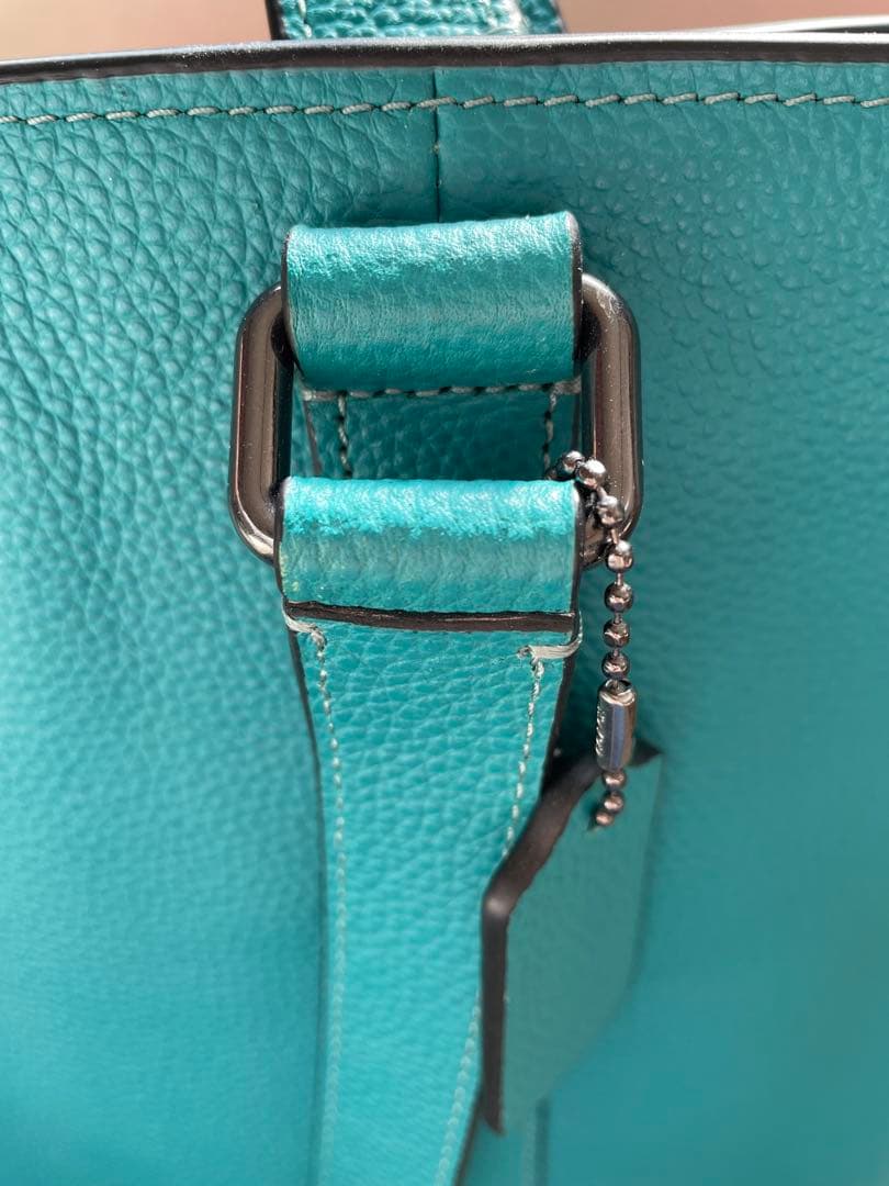 COACH コーチ ターコイズ レザートートバッグ