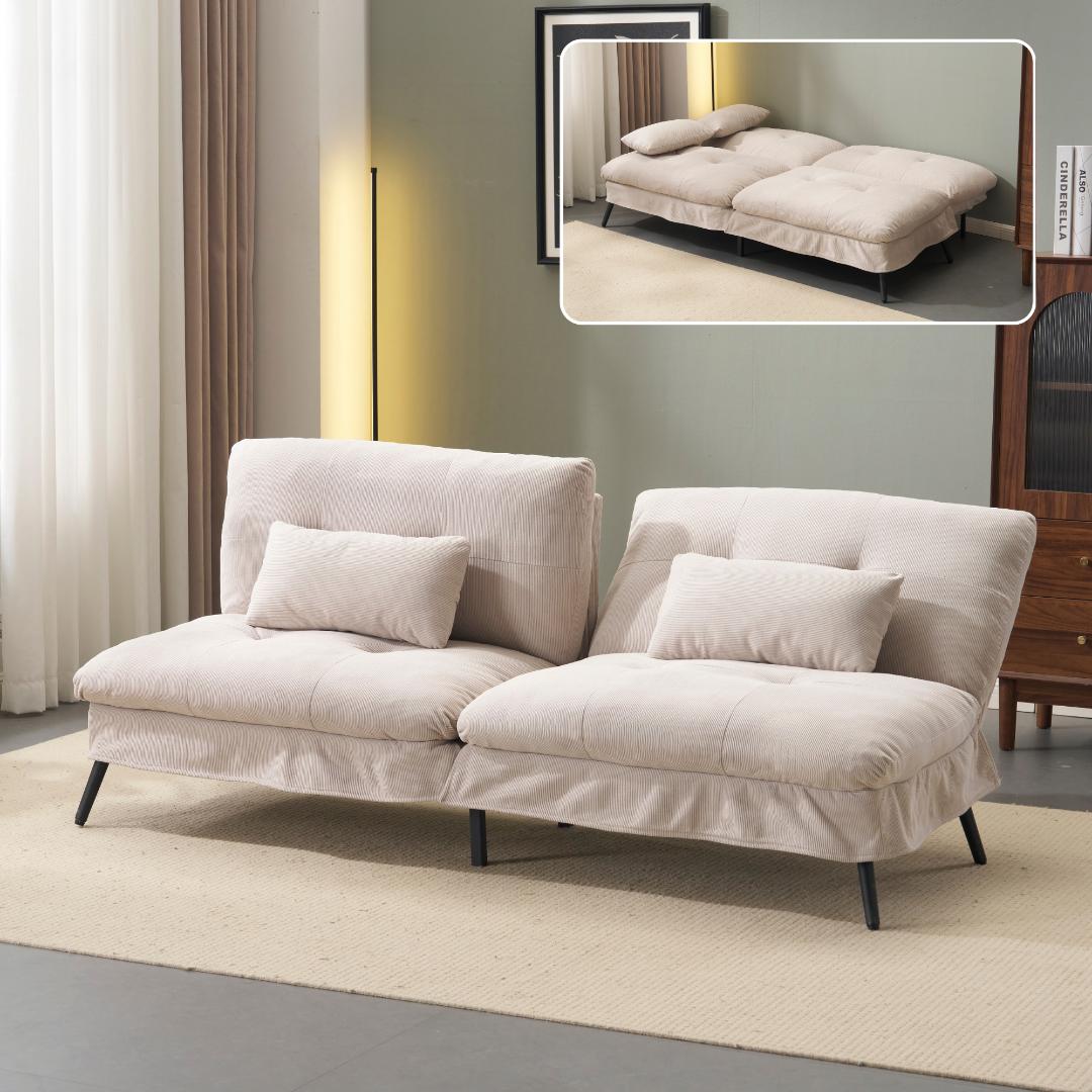 ソファベッド2人 リクライニングソファ 背もたれ6段階 幅182㎝ 2WAY