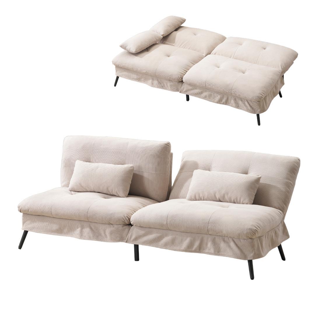 ソファベッド2人 リクライニングソファ 背もたれ6段階 幅182㎝ 2WAY