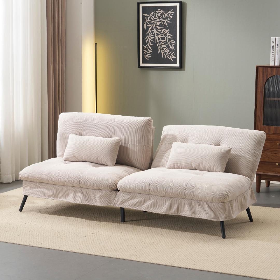 ソファベッド2人 リクライニングソファ 背もたれ6段階 幅182㎝ 2WAY