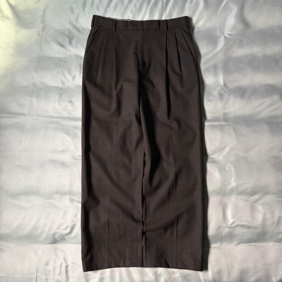 【希少】 80s NORDSTROM イタリア製 織柄 ウール ワイドスラックス