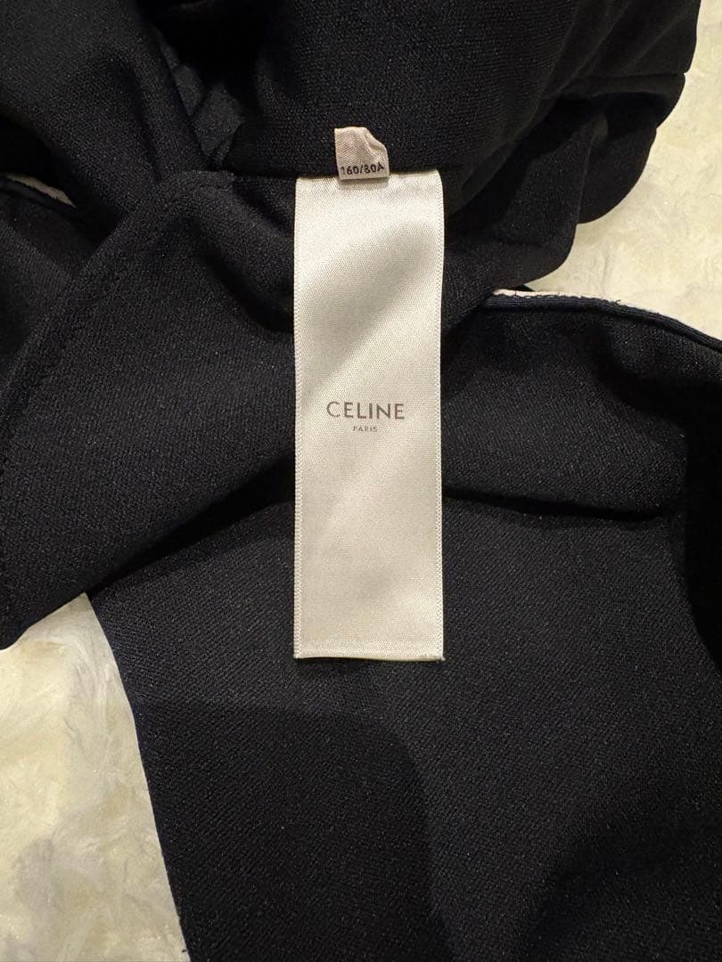 極美品　CELINE ブラック パンツ　サイドラインロゴ刺繍
