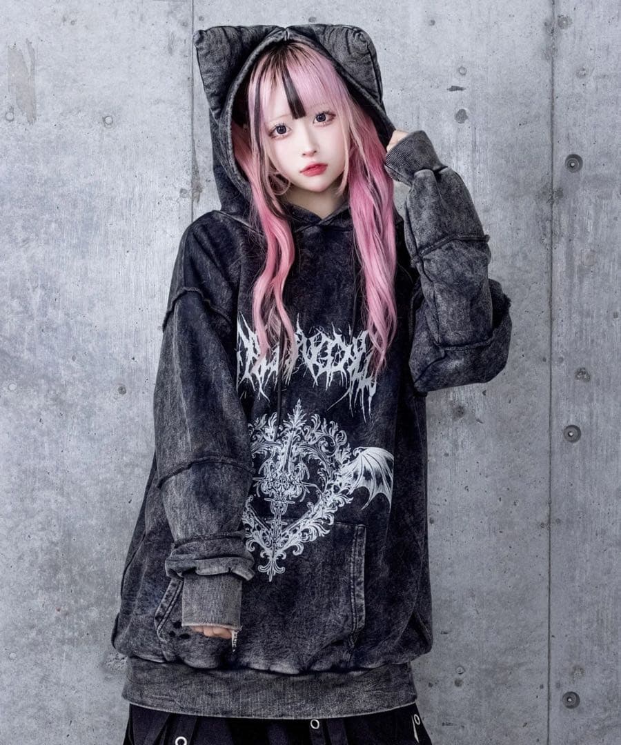 【未使用・タグ付き】Amilige 猫耳クロスパーカー　ブラック