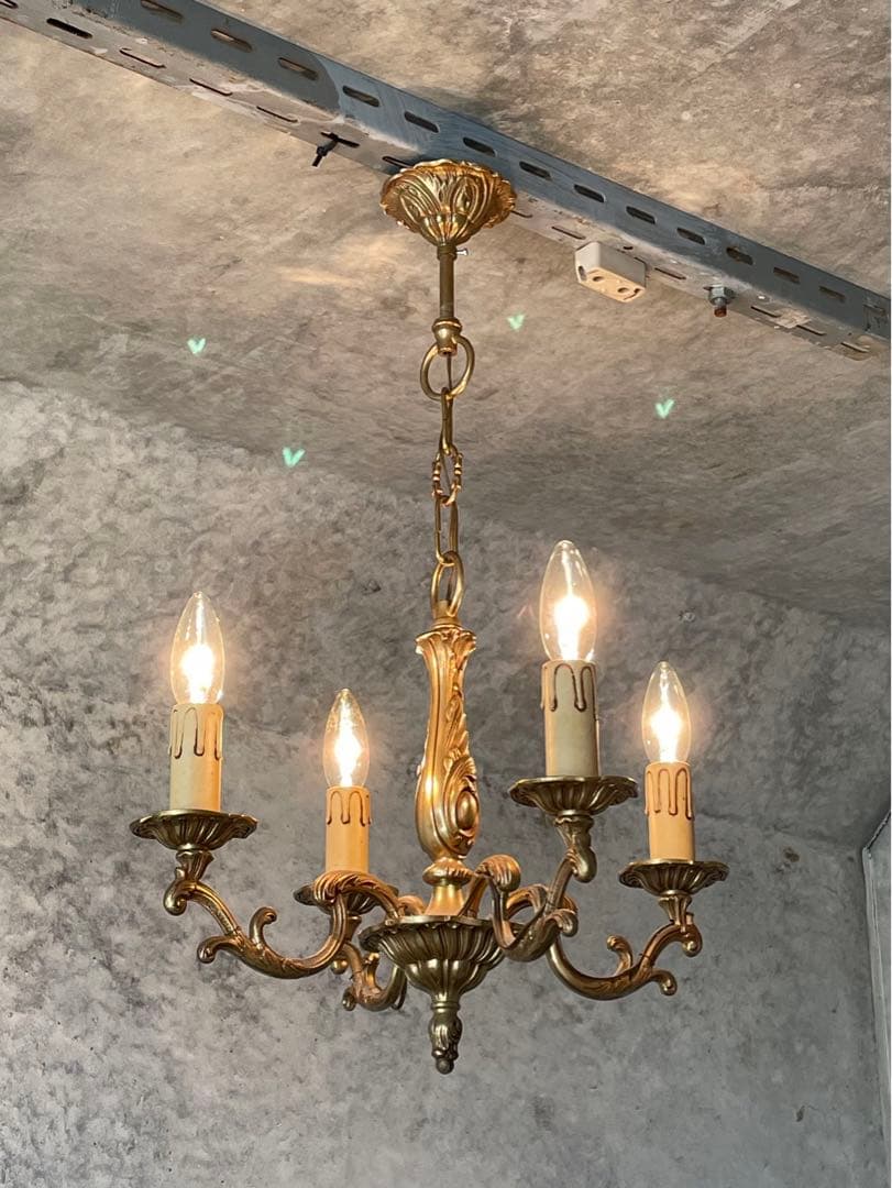 4-1. フランス アンティーク シャンデリア 4灯 キャンドル 吊り下げ