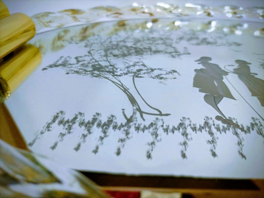 イタリアムラーノ•ベネチアングラスミラートレイ＆ベネチアングラス*水差しセット！