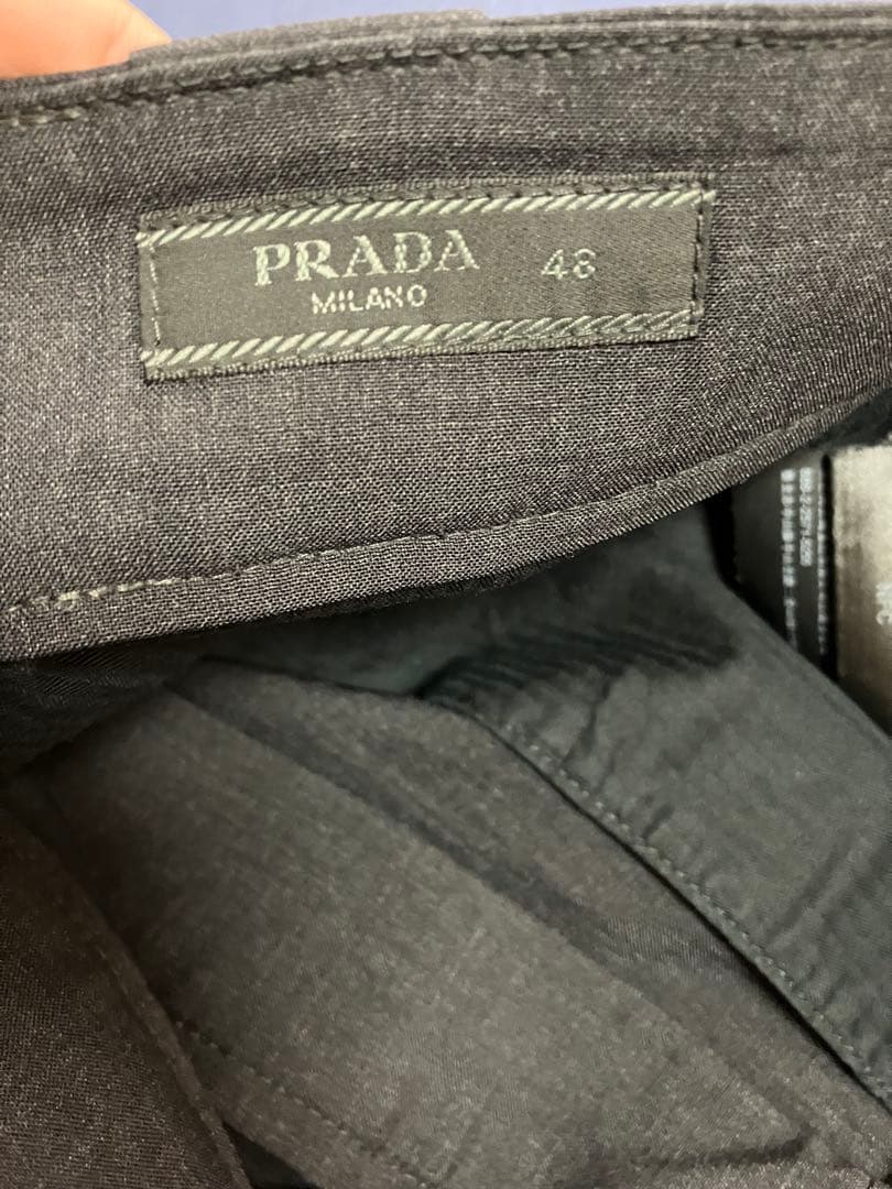 prada 22ss トライアングルパッチ　ワイドスラックス　ヴァージンウール