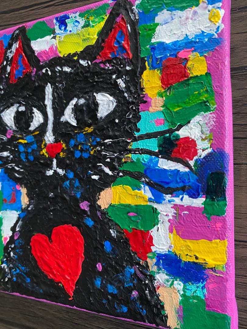 ギズモ☆　抽象画　「秋の日」「つばきの頃の赤富士」「わかる猫」額付き