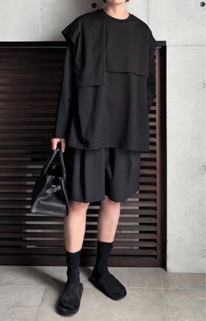 ローヘンlohen layered shirt T-shirt BLACK