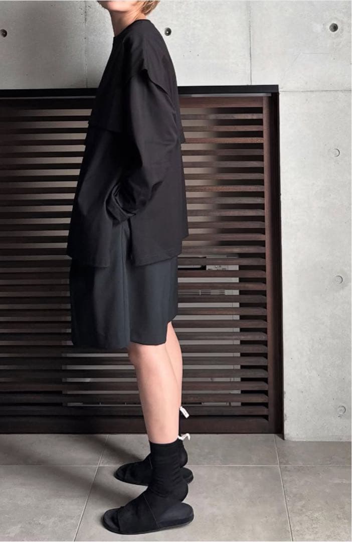 ローヘンlohen layered shirt T-shirt BLACK