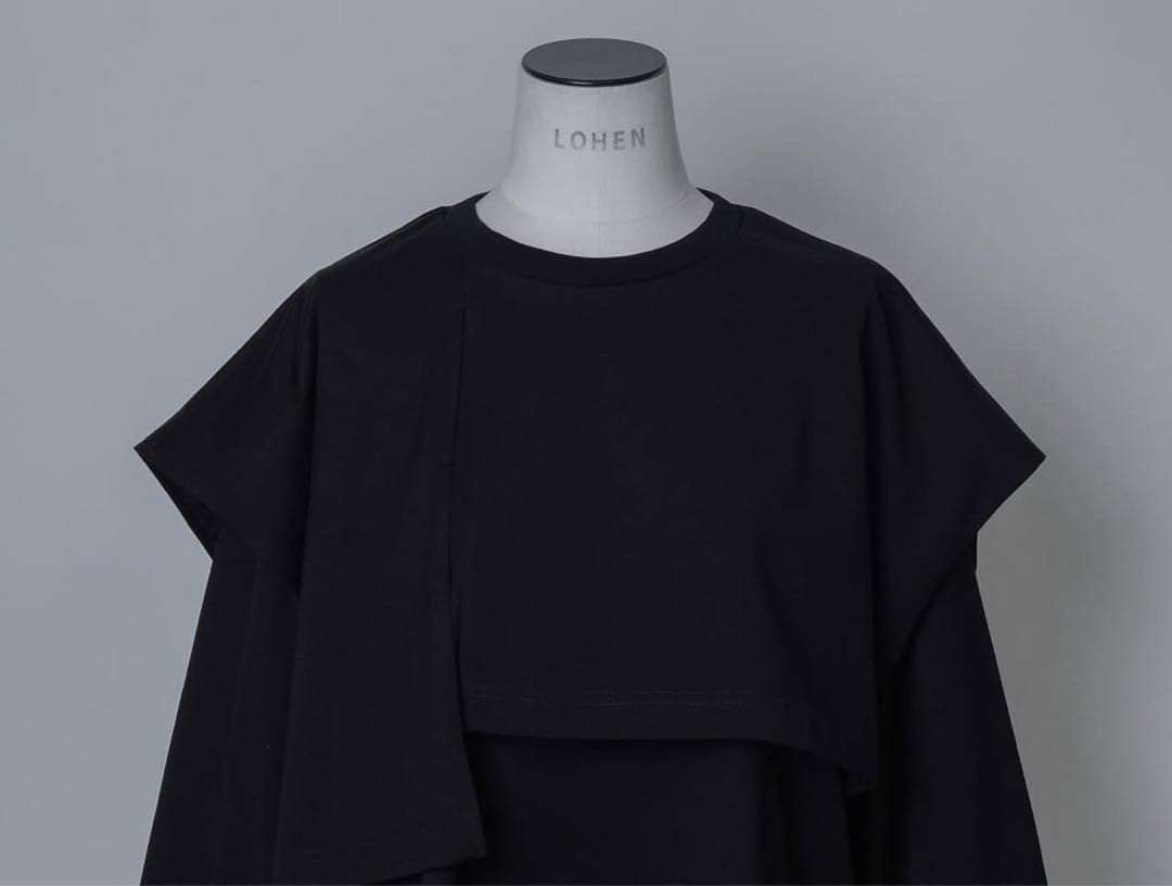 ローヘンlohen layered shirt T-shirt BLACK