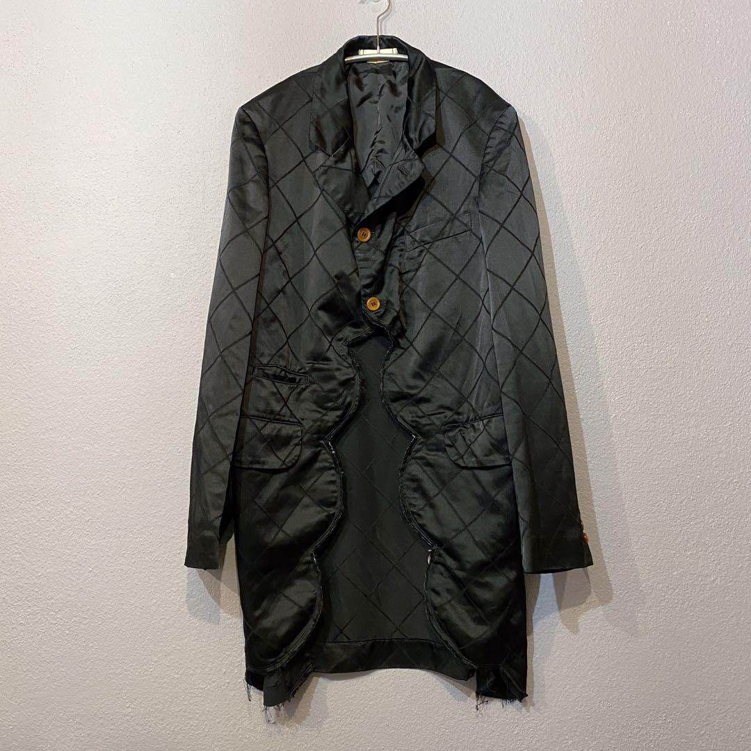 コムデギャルソンオムプリュス エステルサテン製品染めスカラップジャケット