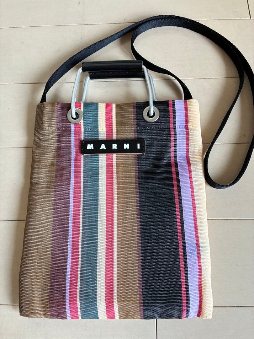 MARNI MARKET ストライプミニショルダーバッグ　(キャラメル)