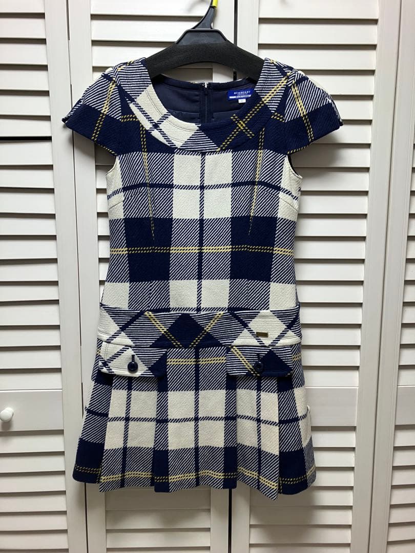 バーバリーブルーレーベル　ウールチェックミニワンピース
