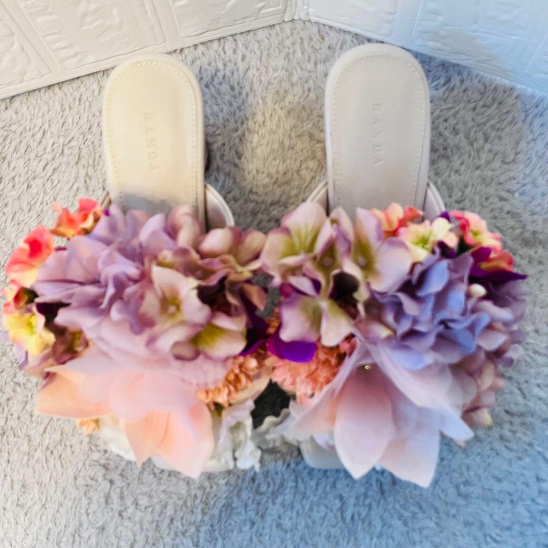 【超希少】RANDA フラワーブーケミュールサンダル Sサイズ