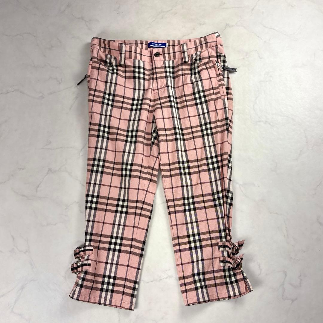 バーバリーブルーレーベル クロップドパンツ ピンク 38