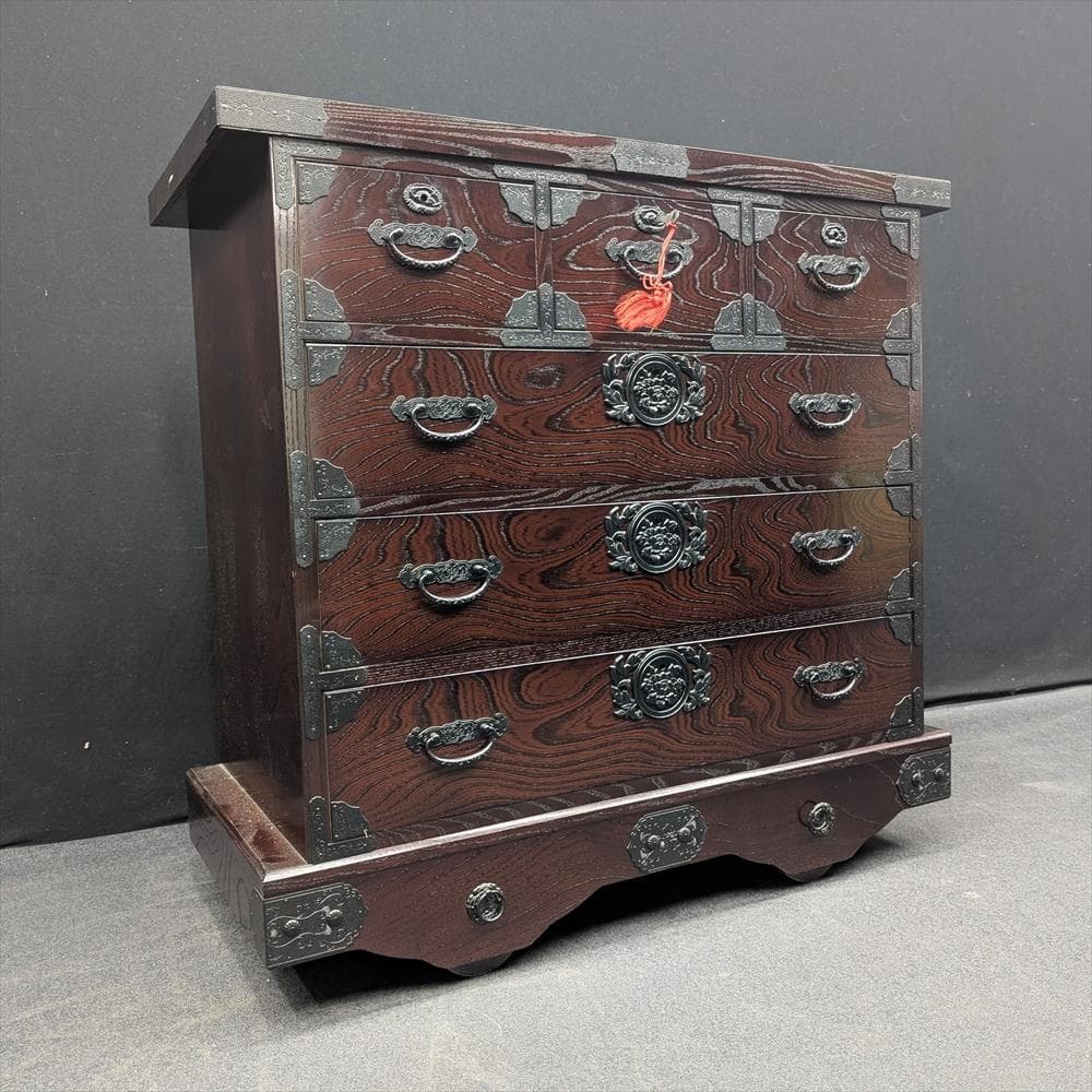 美品　筑後民芸　欅 ケヤキ　車箪笥　整理箪笥　時代家具　タンス　蟻組　焼印　民藝