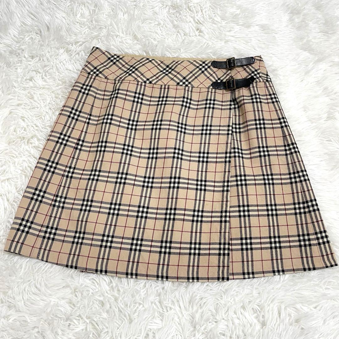 バーバリーブルーレーベル　ノバチェック　ラップスカート　36