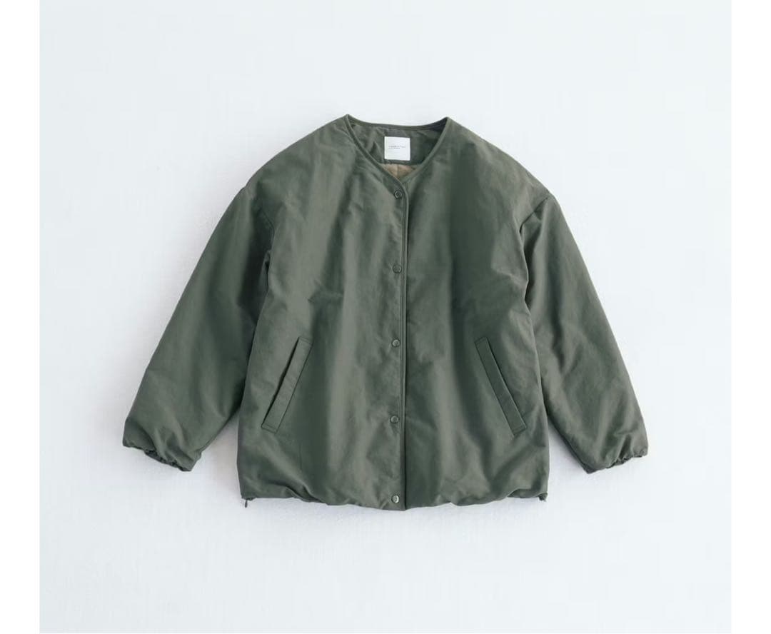 「ふんわり軽くてあったかい」洗えるショート丈コート　カーキ