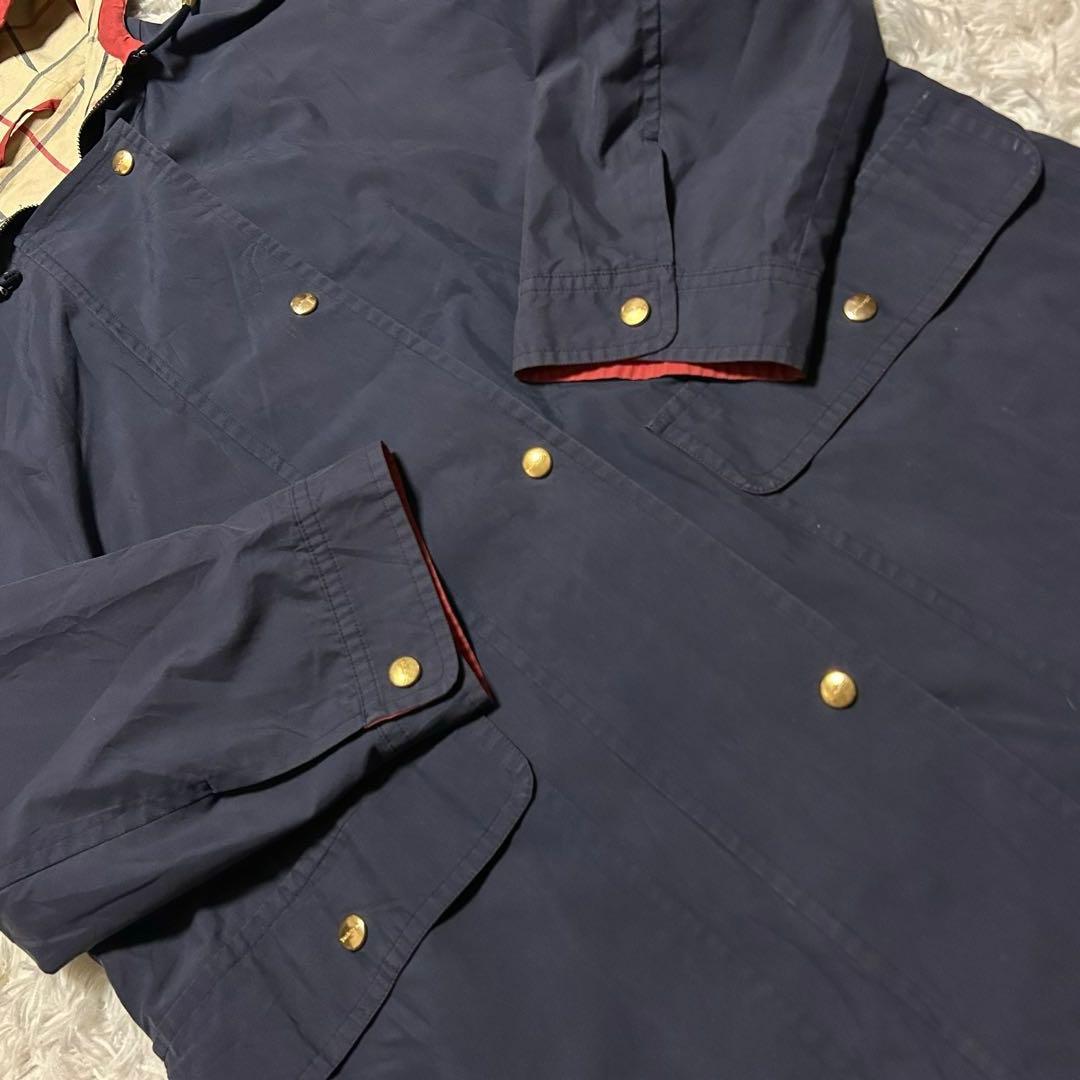 ビッグロゴ バーバリープローサム ジップ ジャケット ハーフコート フード 金釦