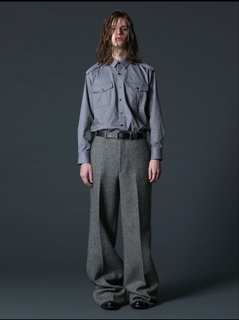 LITTLE BIG グレー ヘリンボーン ワイドパンツ