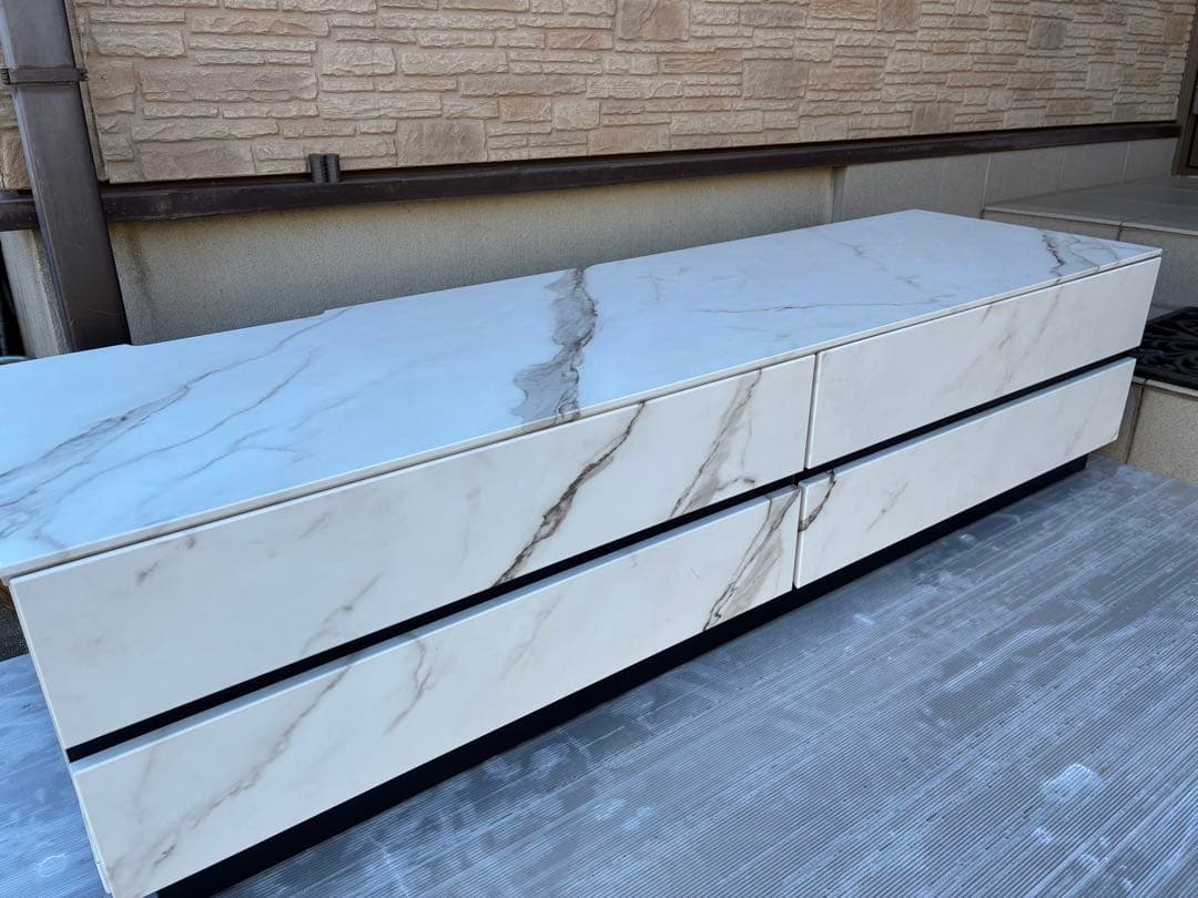 ✳️【美品中古】大理石調TVボード ⚫︎TV台 1年程使用⚫︎引き出し左右2つ