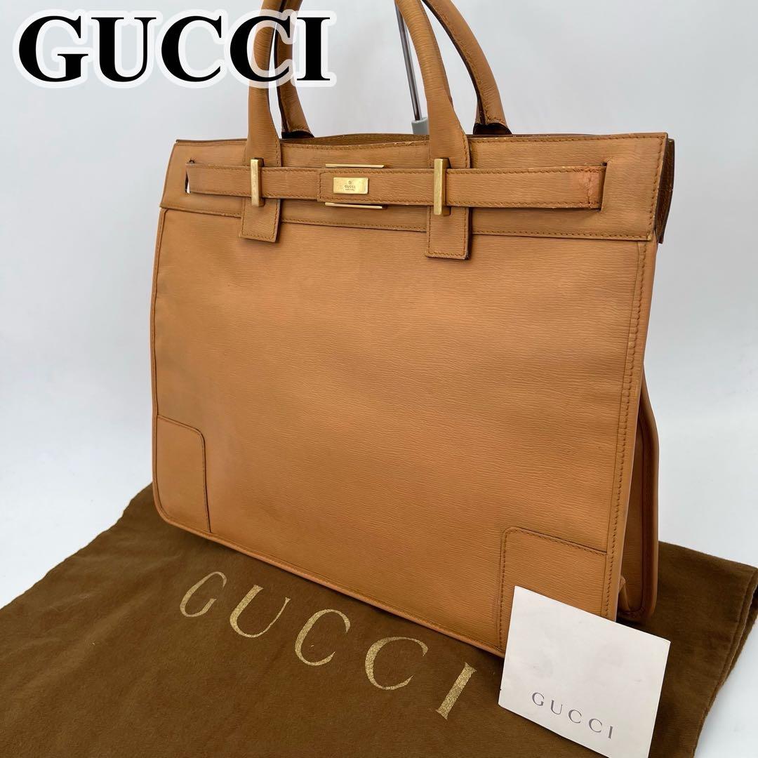 GUCCI ハンドバッグ ビジネスバッグ ゴールド金具 A4可能 本革 男女可能