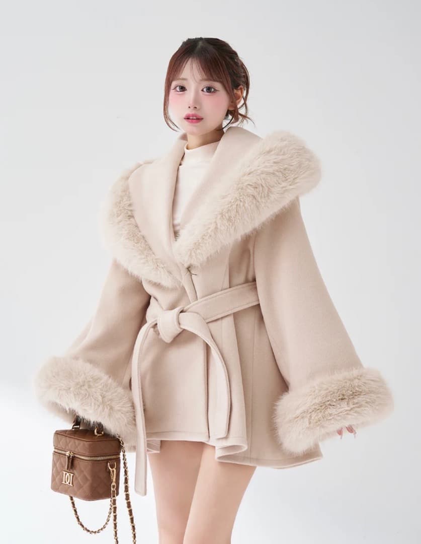 ウエストベルトプリンセスラインコート　ダーリッチ　ピンク　Darich