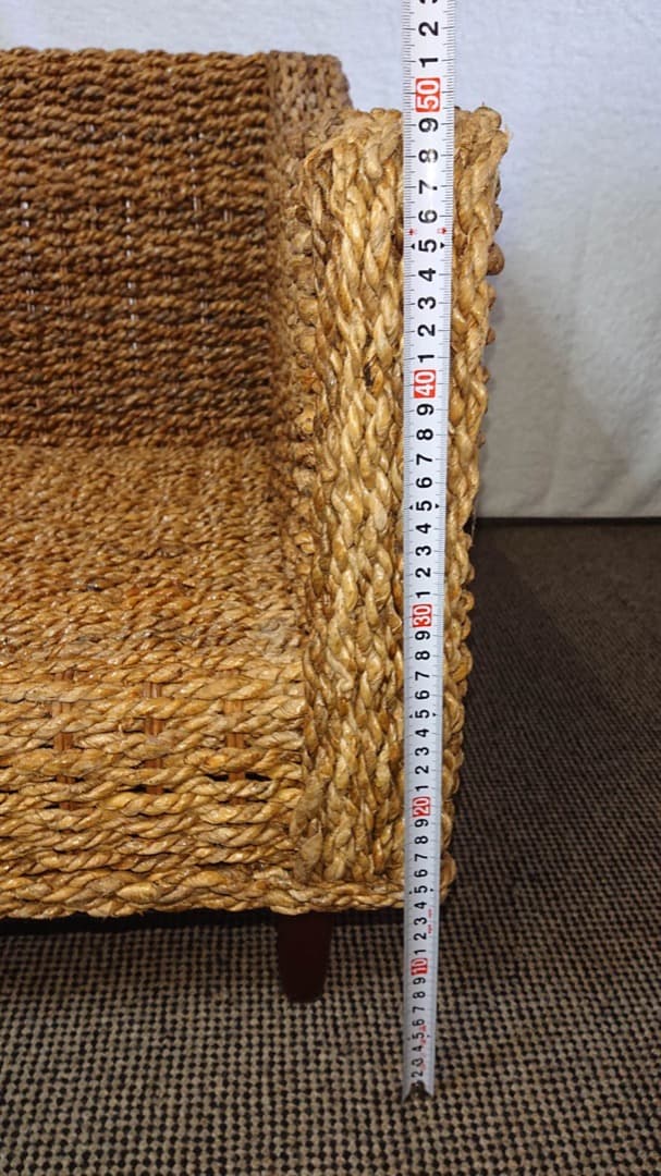 籐製　꧁籐家具꧂　大型ソファー　アジアン　　クッション付　アンティーク レトロ