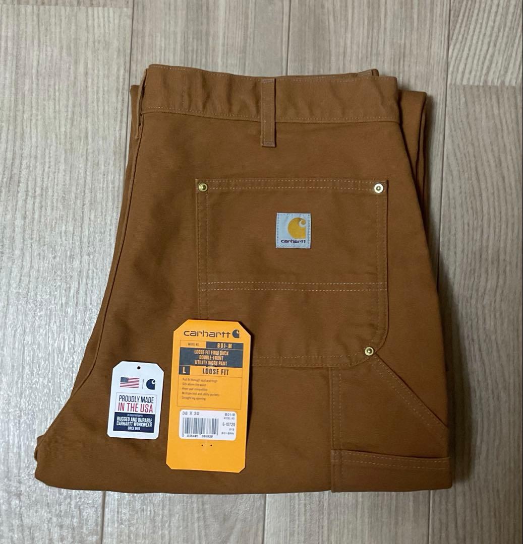 ⭐️米国製 CARHARTTダブルニーB01ブラウンW38 L30