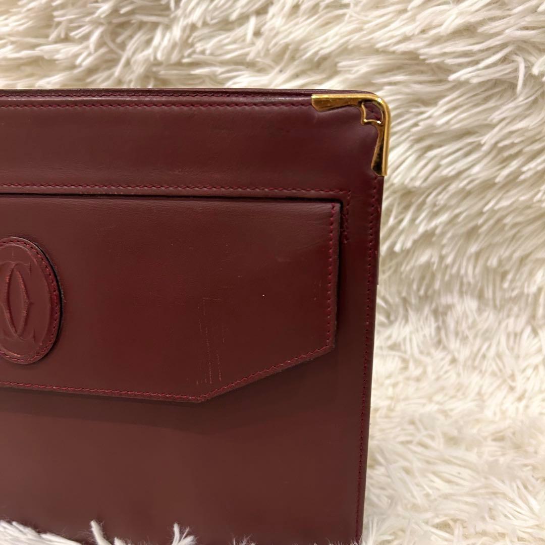 カルティエ Cartier マストライン レザー クラッチバッグ ボルドー