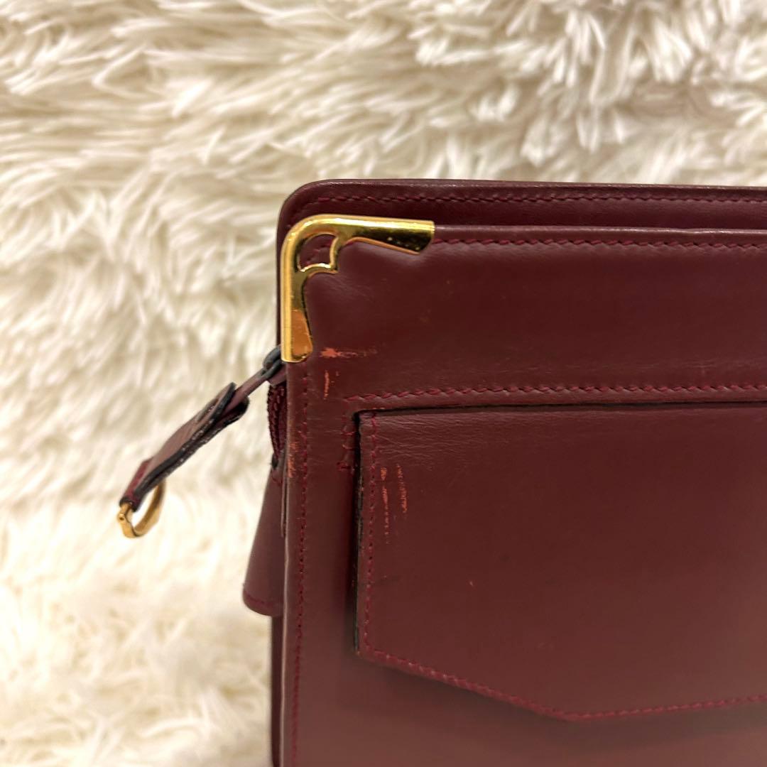 カルティエ Cartier マストライン レザー クラッチバッグ ボルドー