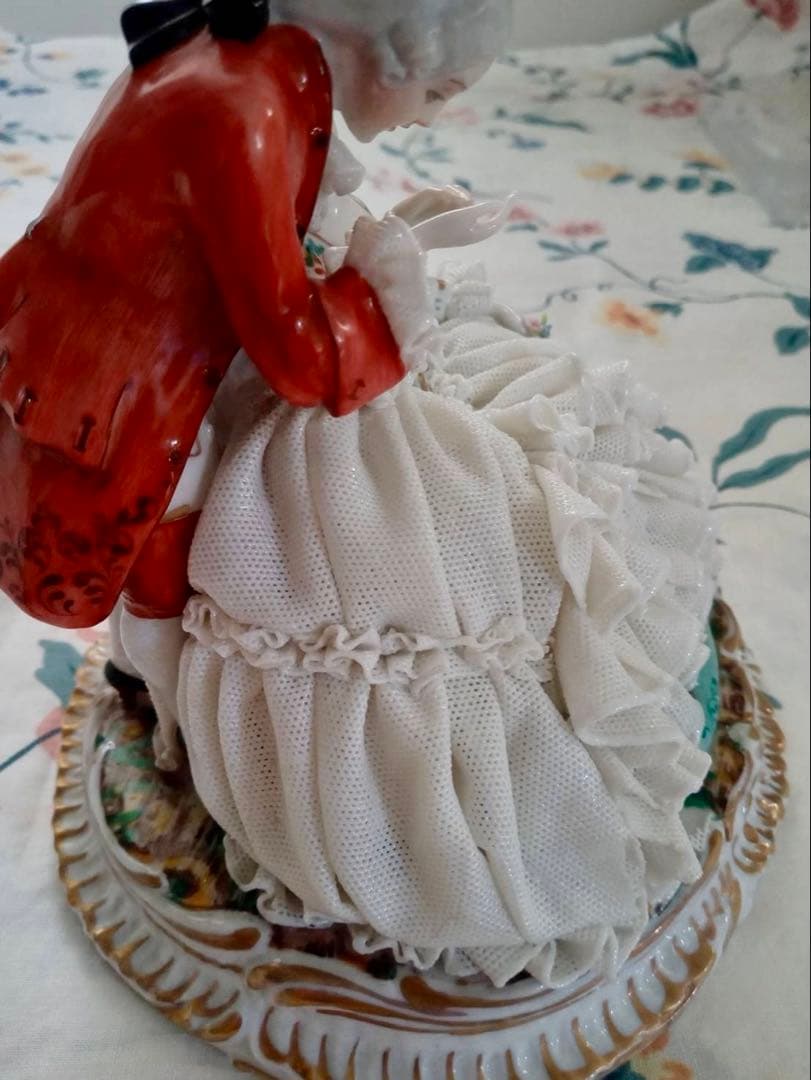 イタリア　フィギュリン　レース人形　ルイージファブリス　陶器　人形　男女